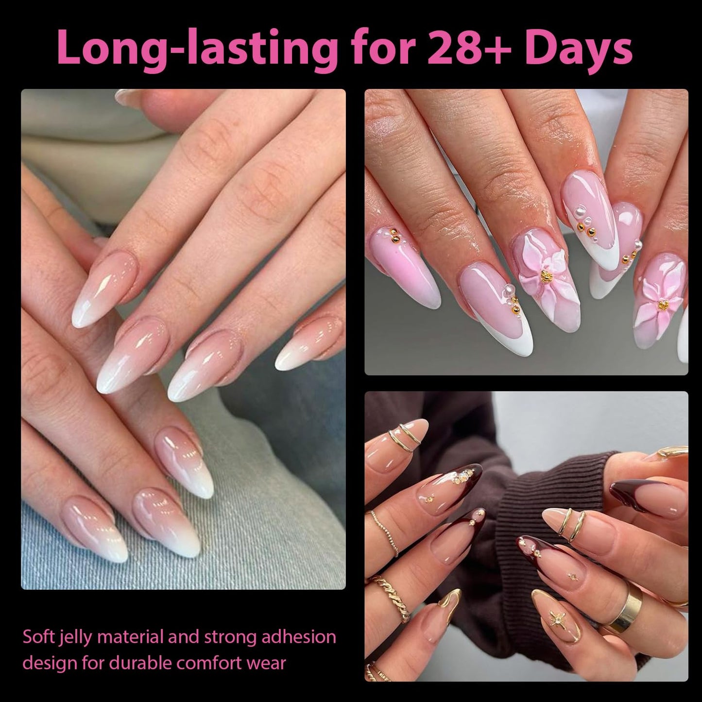 UNA GELLA Almond Gel Nail Tips, 504PCS Pre Etched Clear Fake Nails Tips Medium Almond Shape - 12 Sizes Full Cover Soft Acrylic Press On Nail Beauty & Personal Care UNA GELLA