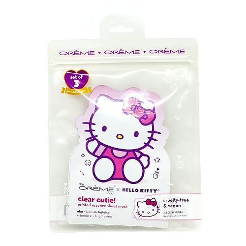 The Crème Shop x Hello Kitty Clear Cutie Printed Essence Sheet Mask, K Beauty Facial Mask (3pk) Beauty & Personal Care The Crème Shop