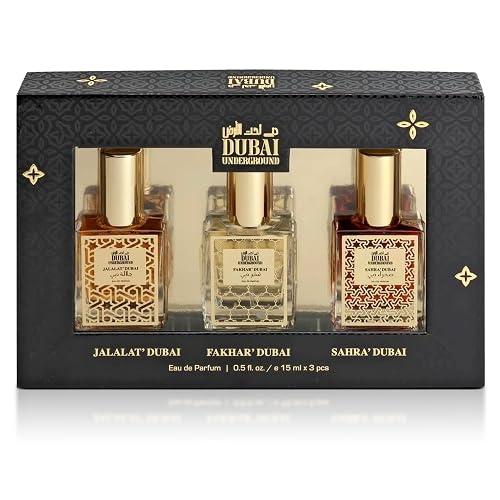 DUBAI UNDERGROUND 3PC Mini EDP Arabic Fragrance Collection | Unisex Discovery Set | Jalalat, Fakhar, Sahra | Luxurious Arabian Perfume Gift | Rare Beauty & Personal Care DUBAI UNDERGROUND