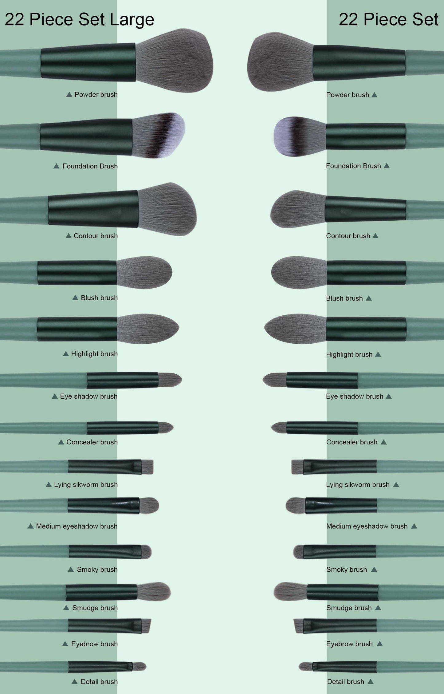 Koccido Makeup Brushes 22 Pcs Makeup Kit,Foundation Brush Eyeshadow Brush Make up Brushes Set (Green, 22 Piece Set Large) Beauty & Personal Care Koccido