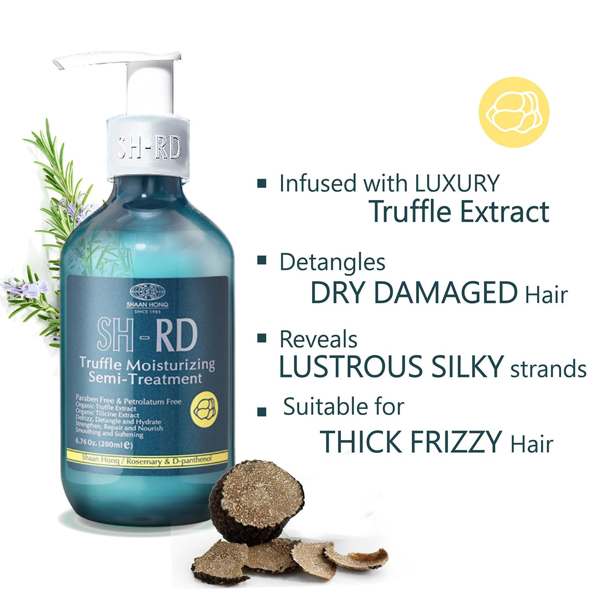SH-RD Truffle Moisturizing Semi-Treatment for Dry Damaged Hair | Hair Moisture Conditioner with Truffle Extract, Keratin, Rosemary | 3 Minute Repair