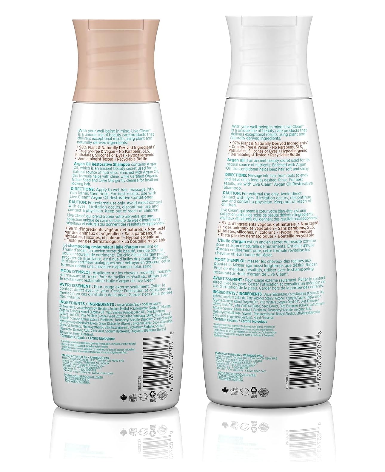 Live Clean Exotic Nectar Restorative Shampoo and Conditioner with Argan, Grape Seed, and Olive Oils, 12 oz each Beauty & Personal Care Live Clean