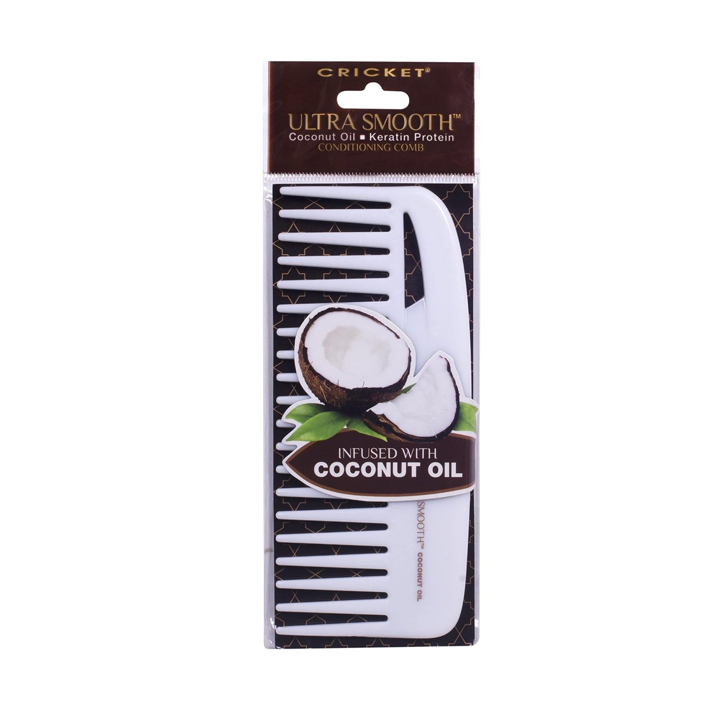 Cricket Ultra Smooth Coconut Conditioning Comb - Infused with Coconut Oil & Keratin for Frizz-Free Shine and Hydration, Ideal for Mid-Length, Thick Beauty & Personal Care Cricket