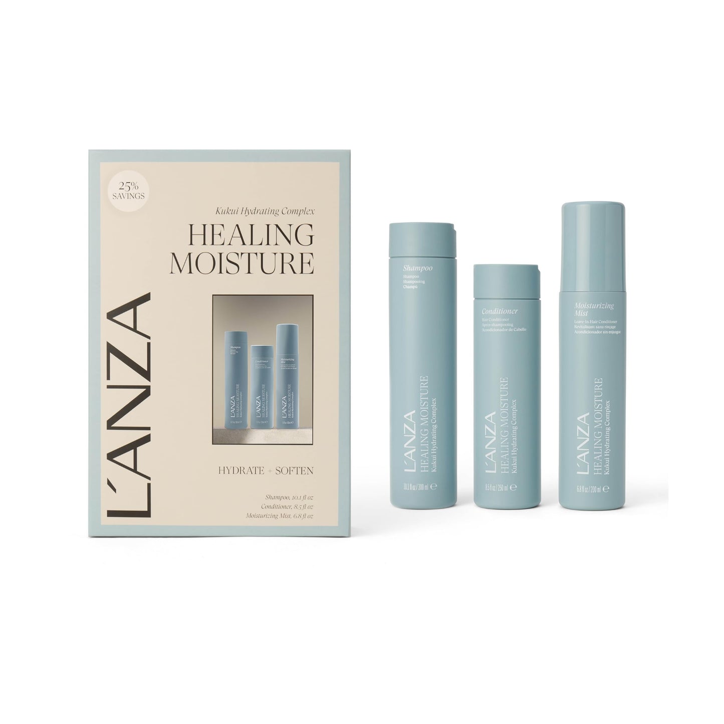 L'ANZA Healing Moisture Hair Spray Mist, Shampoo & Conditioner Set, Hydrates & Heals Damaged Locks, Deep Hydration, Softens, Anti-Frizz Beauty & Personal Care L’ANZA