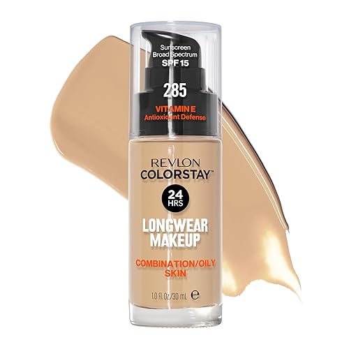 Revlon Liquid Foundation, ColorStay Face Makeup for Combination & Oily Skin, SPF 15, Medium-Full Coverage with Matte Finish, 285 Shell, 1 Fl Oz Beauty & Personal Care REVLON