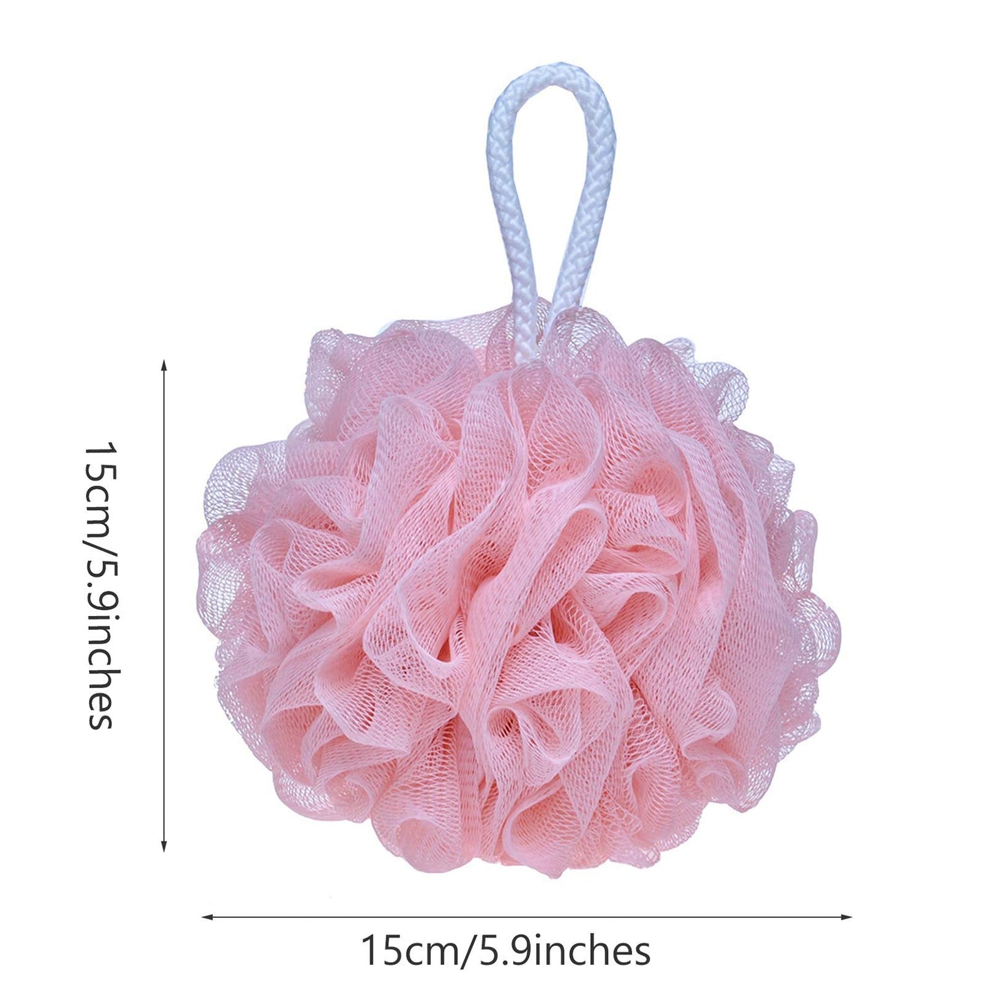 LISSOMPLUME Mesh Pouf Bath Sponge Exfoliating Shower Ball Pom Cleaning Accessory Pink Color Beauty and Personal Care LISSOMPLUME