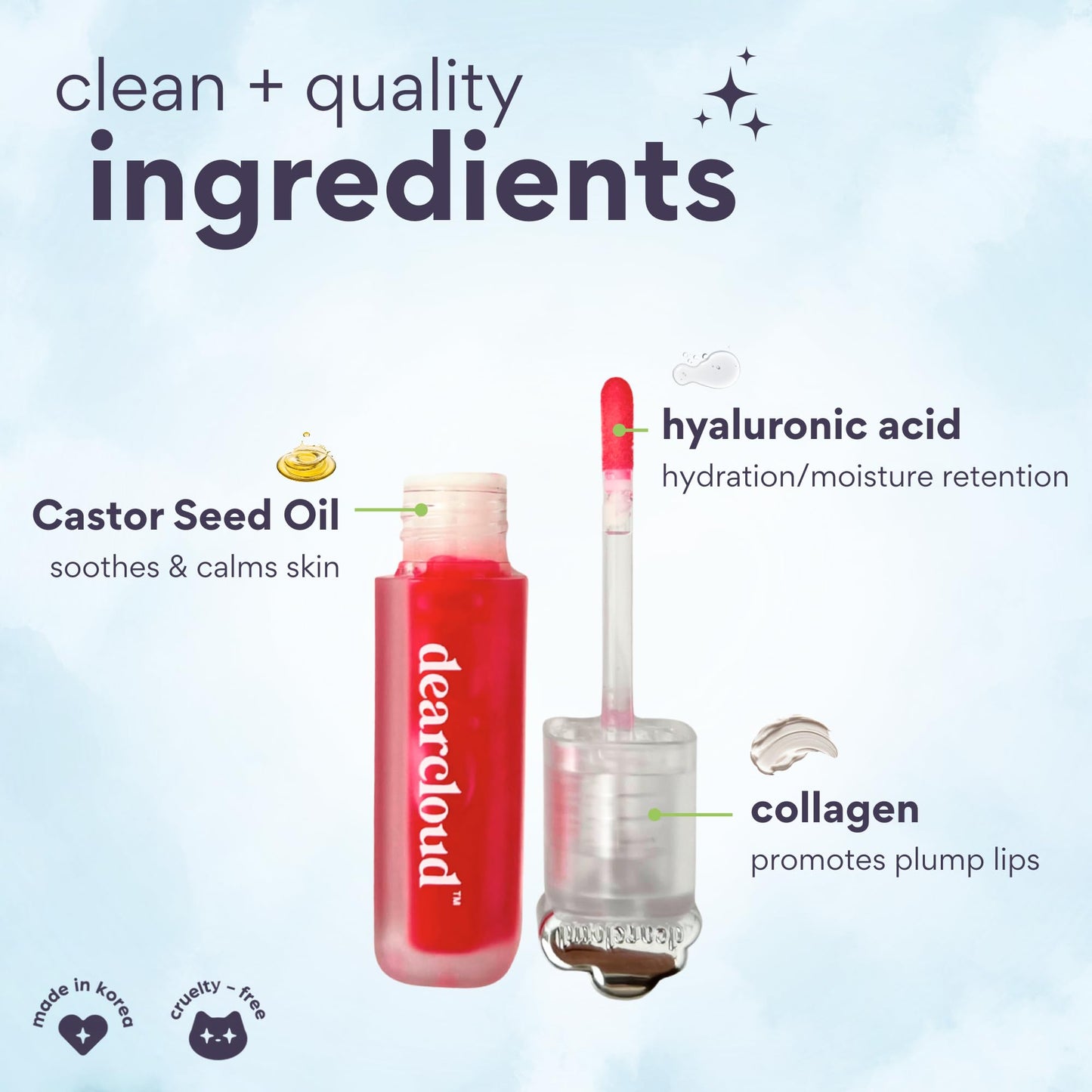 dearcloud Jelly Wave Lush Lip Oil - Tinted Lip Gloss and Lip Gloss for Women - Korean skincare essential - Lip Oil for Women with Collagen - Fairy Beauty & Personal Care dearcloud