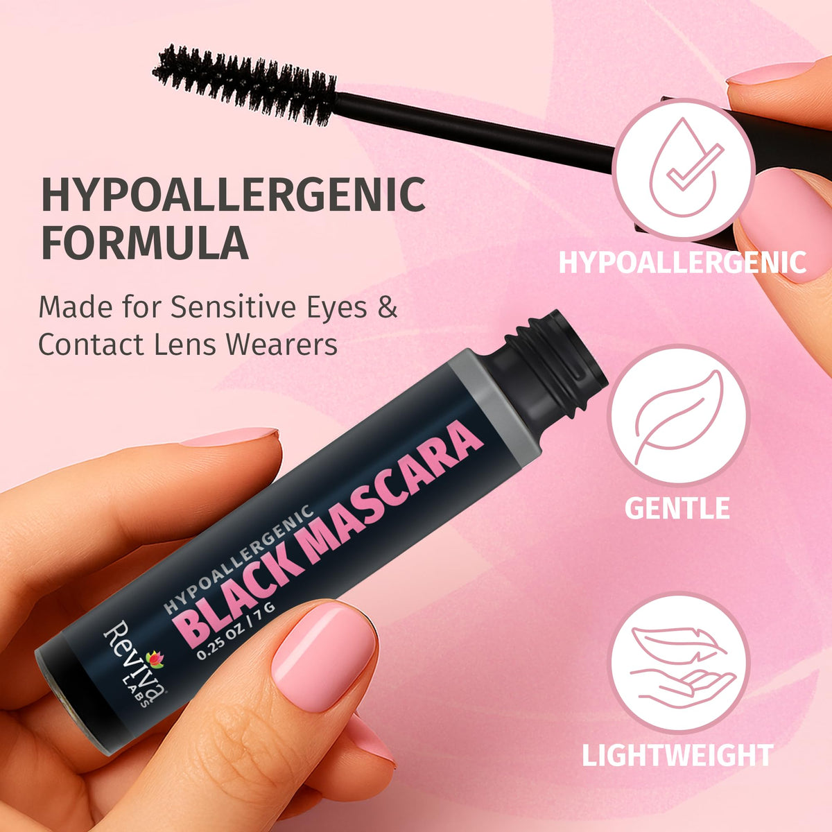 Reviva Labs Black Hypoallergenic Mascara for Sensitive Eyes and Older Women - Gentle, Volumizing & Lengthening Mascara for Older Women 50 and 60 Plus Beauty & Personal Care Reviva Labs