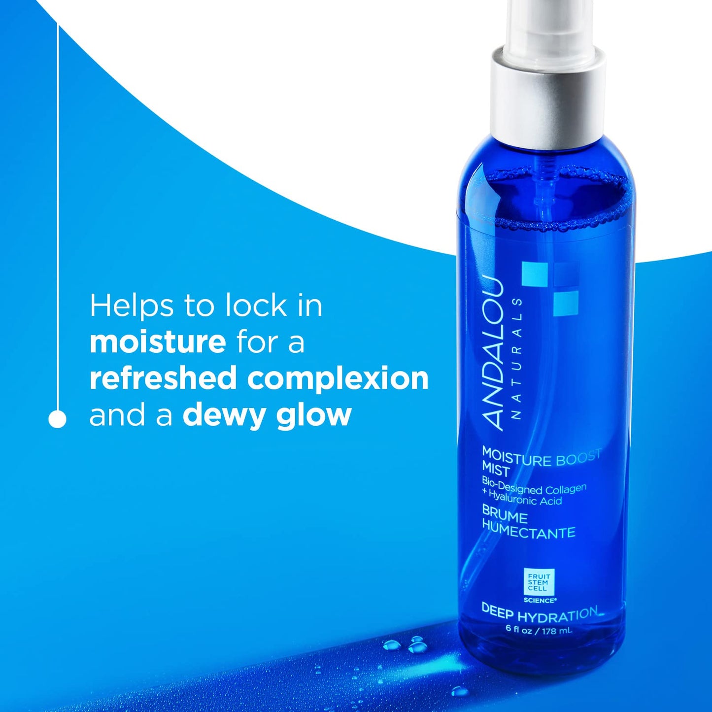 Andalou Naturals Face Mist, Moisture Boost Facial Spray with Hyaluronic Acid & Collagen, Hydrating & Moisturizing Skin Care for Dry and Dehydrated Beauty & Personal Care Andalou Naturals