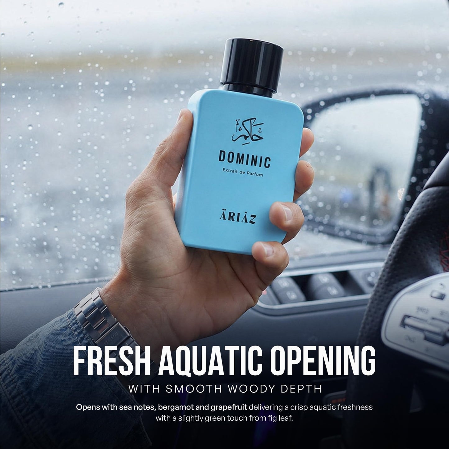 ARIAZ DOMINIC Men’s Extrait de Parfum - A Signature of Composure & Strength with Sea Notes, Bergamot, Grapefruit, Fig Leaf, Ambroxan & Musk - Long Beauty & Personal Care ARIAZ