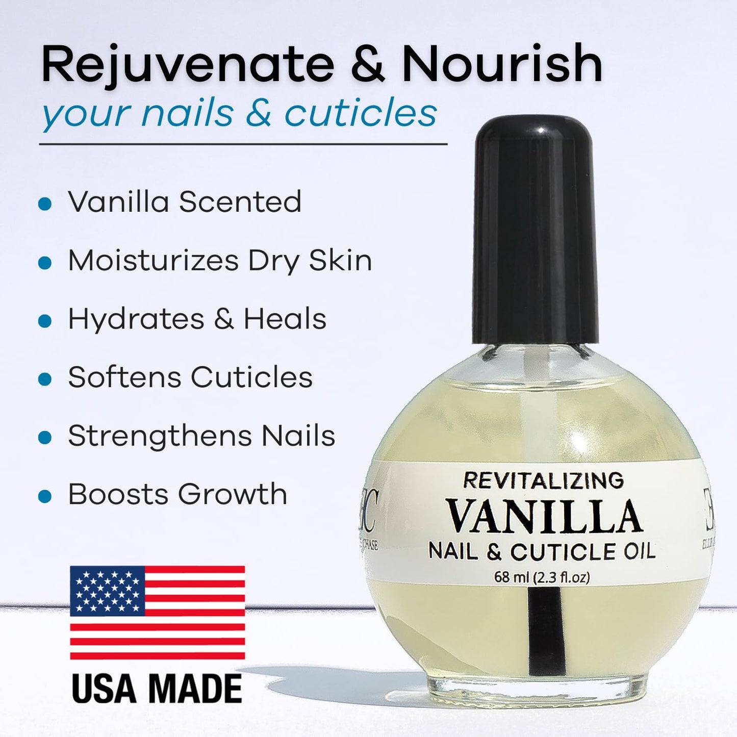 Ellie Chase Moisturizing Cuticle & Nail Care Oil 2.3 Fl Oz - Vanilla Scented - Infused with Jojoba Oil, Aloe, Vitamin E - Nail & Cuticle Hydration Beauty & Personal Care ELLIE CHASE