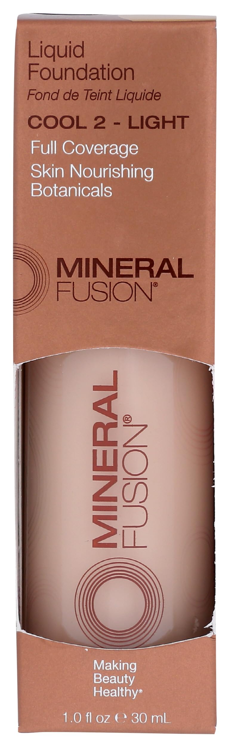 Mineral Fusion Full Coverage Foundation, Liquid Foundation - Cool 2- Light Complexion w/Cool Undertones, Lightweight Matte Finish, Up to 12 Hr