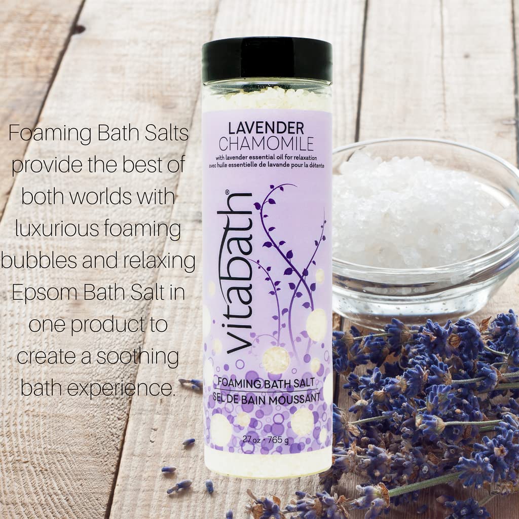 Vitabath Lavender Chamomile Foaming Bath Salts Relaxing Bubble Aromatherapy - Muscle & Body Ache Soothing Foamy Soak & Nourishing Skincare for Women Beauty and Personal Care Vitabath