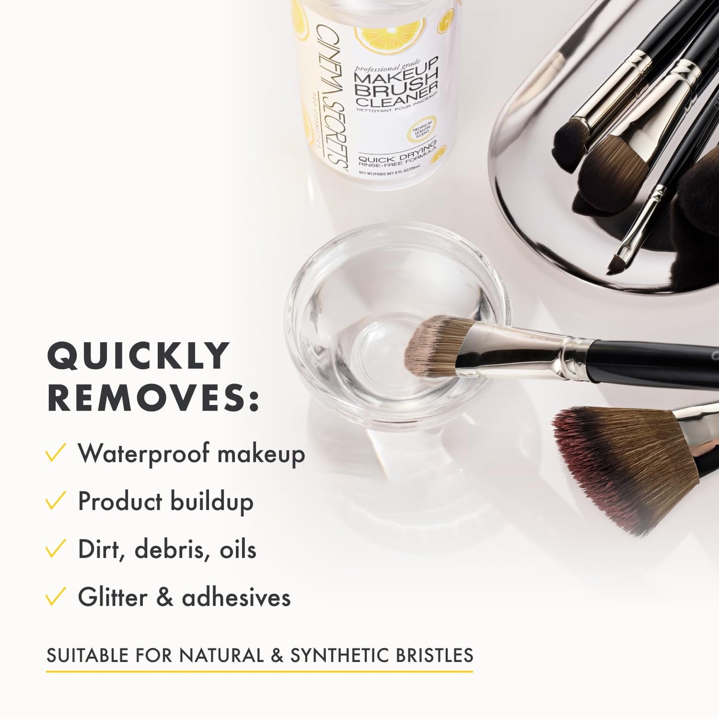 Cinema Secrets Original Makeup Brush Cleaner Solution - Professional Cleanser for Makeup Brushes - Quick-Drying, Rinse-Free Formula - Removes Stubborn Beauty & Personal Care CINEMA SECRETS
