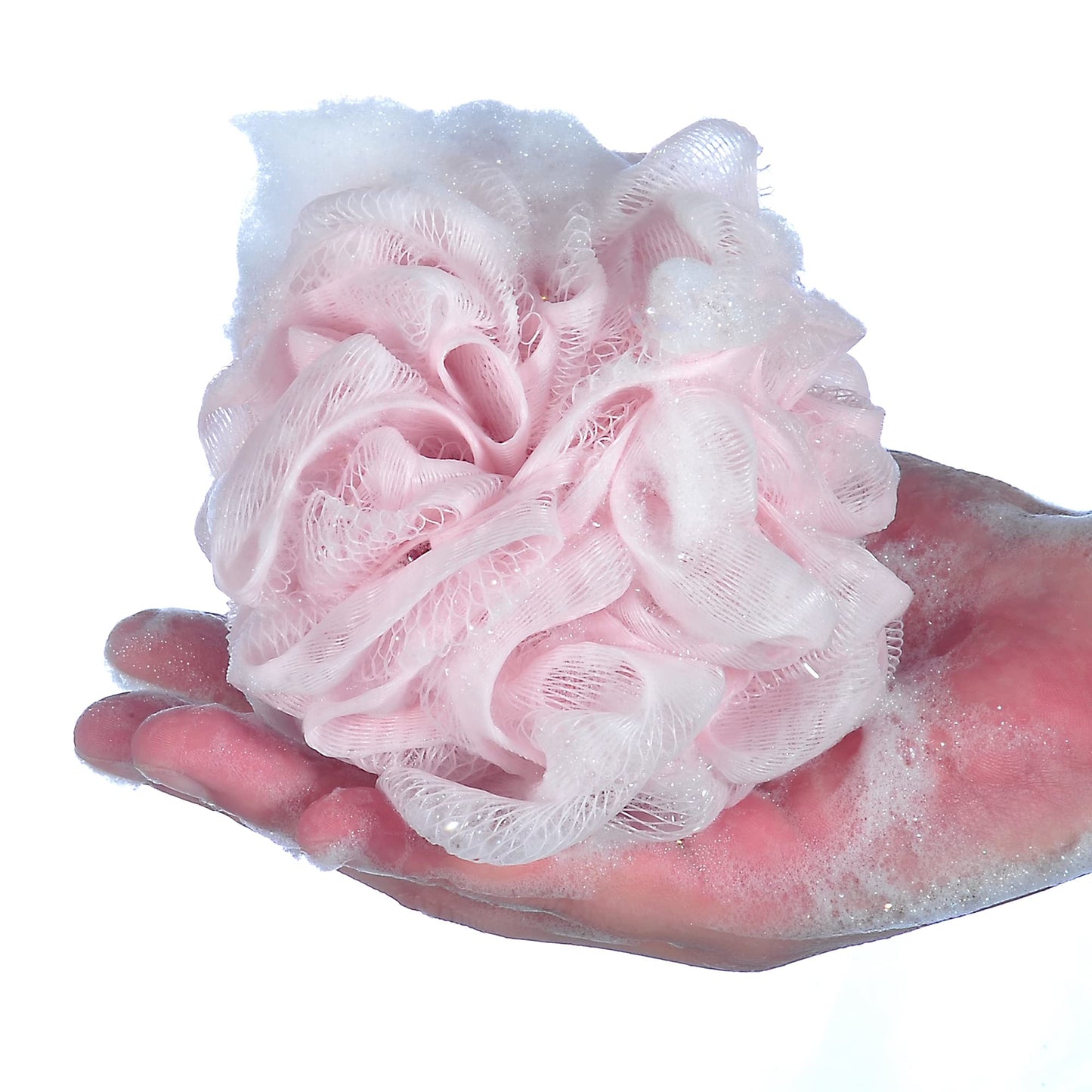 iboodi 60g/pcs Pink Mesh Bath Sponge Shower Pouf Loofahs Shower Puff Pack of 4 (Pink) Beauty & Personal Care iboodi