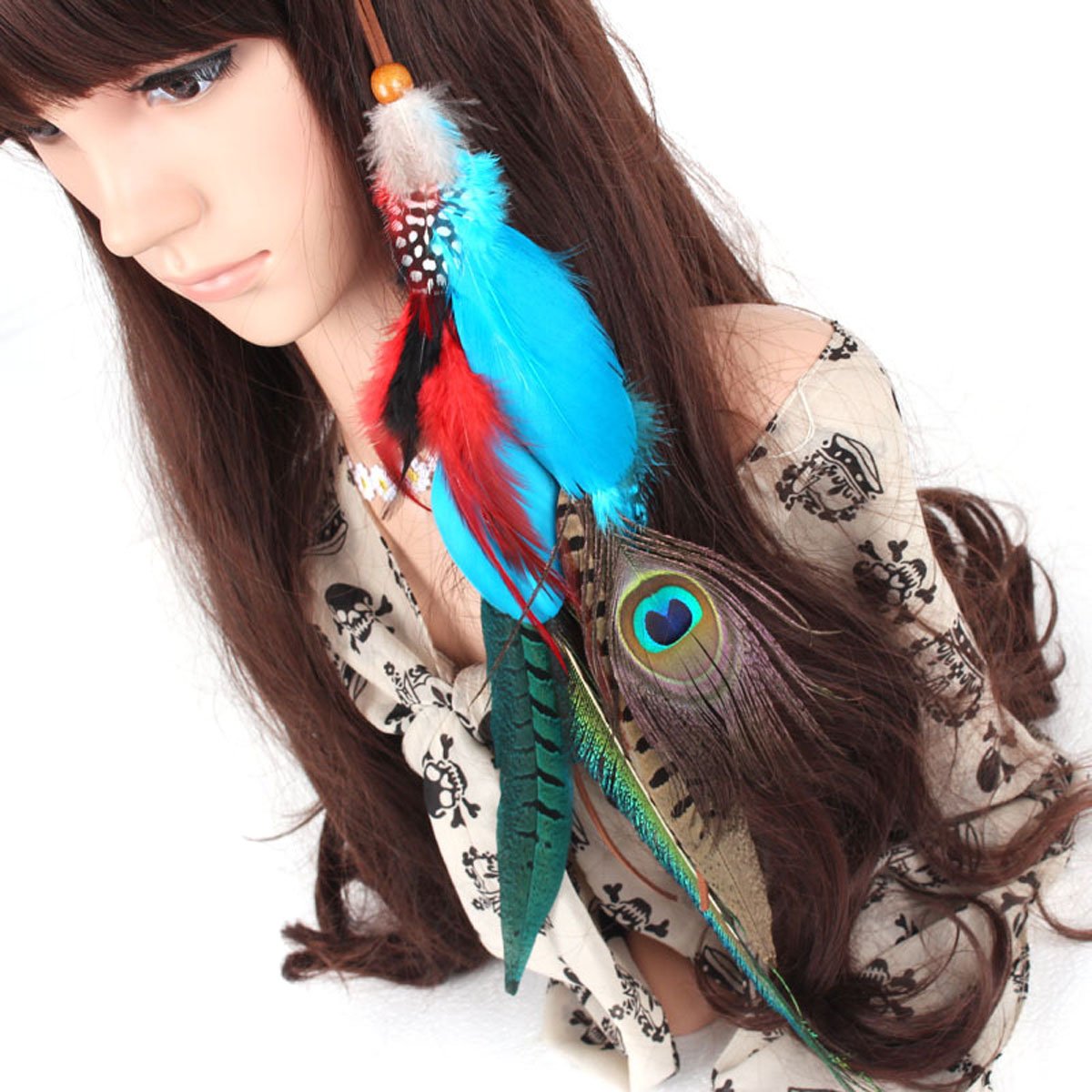 Suoirblss 1 Pc Handmade Boho Hippie Hair Extensions with Feather Clip Comb Hairpin Headdress DIY Accessories for Women Lady Beauty & Personal Care Suoirblss