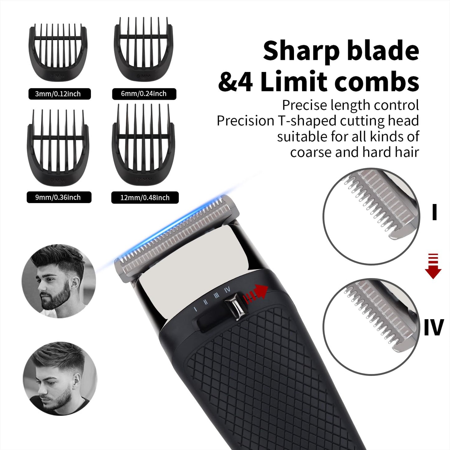 Professional Hair Clippers for Men - Cordless Trimmer with LCD Display, 4 Limit Combs Barber for Cutting & Mens Grooming Beauty and Personal Care QDKVTNDJZ