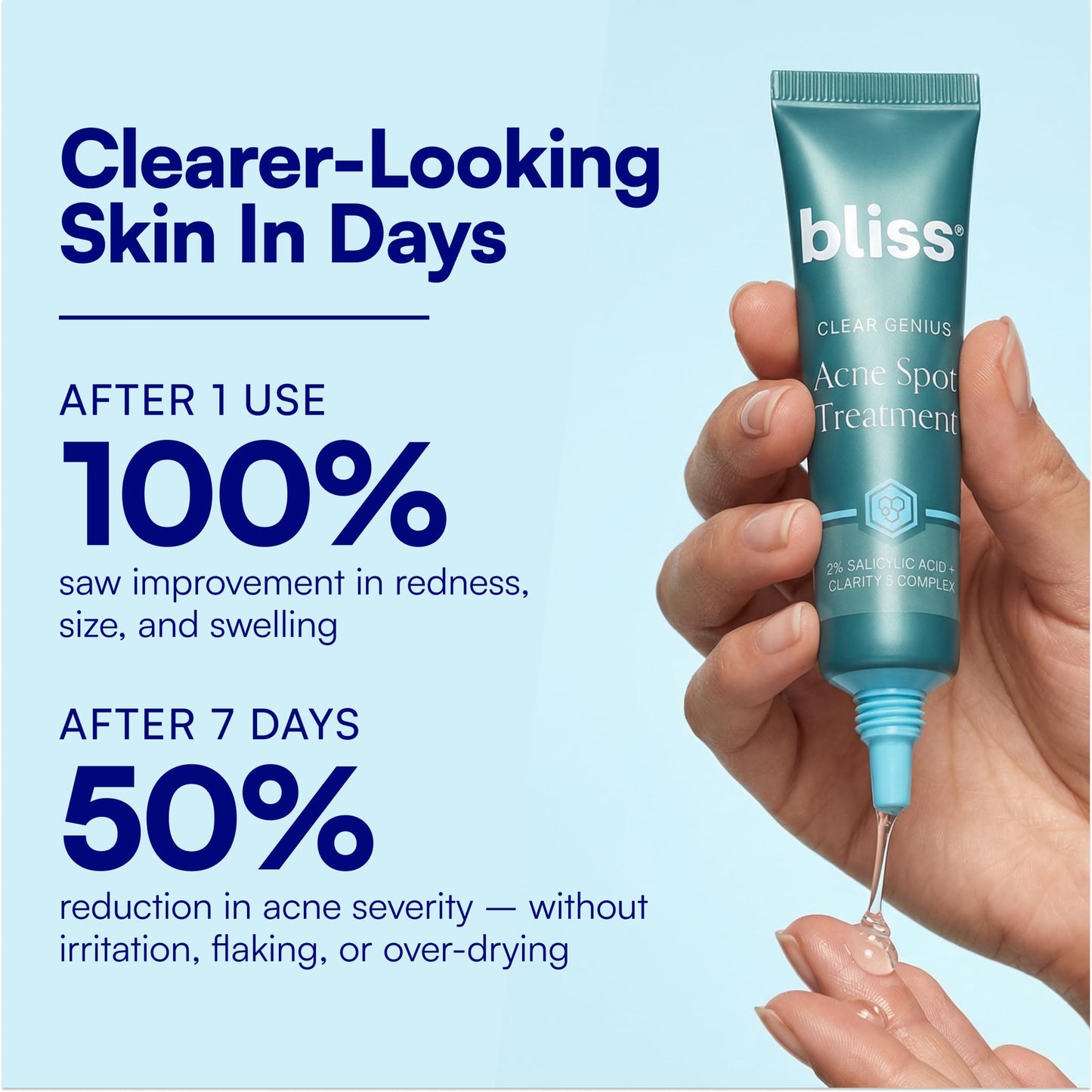 Bliss Clear Genius Acne Spot Treatment - Maximum Strength 2% Salicylic Acid Shrinks Blemishes - Clean, Vegan, Cruelty-Free, 0.5 Fl Oz Beauty & Personal Care Bliss