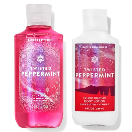 Bath and Body Works Gift Set of 10 oz Shower Gel and 8 oz Lotion (Twisted Peppermint) Beauty and Personal Care Bath & Body Works