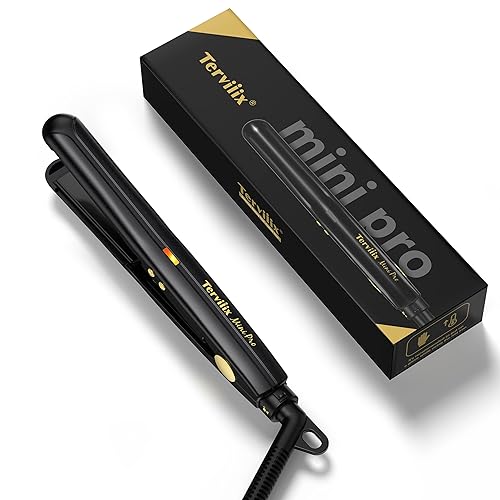 Terviiix Mini Flat Iron for Short Hair Temperature Adjustable, 1/2 Inch Mini Small Portable Ceramic Travel Hair Straightener for Men, Black Beauty & Personal Care Terviiix