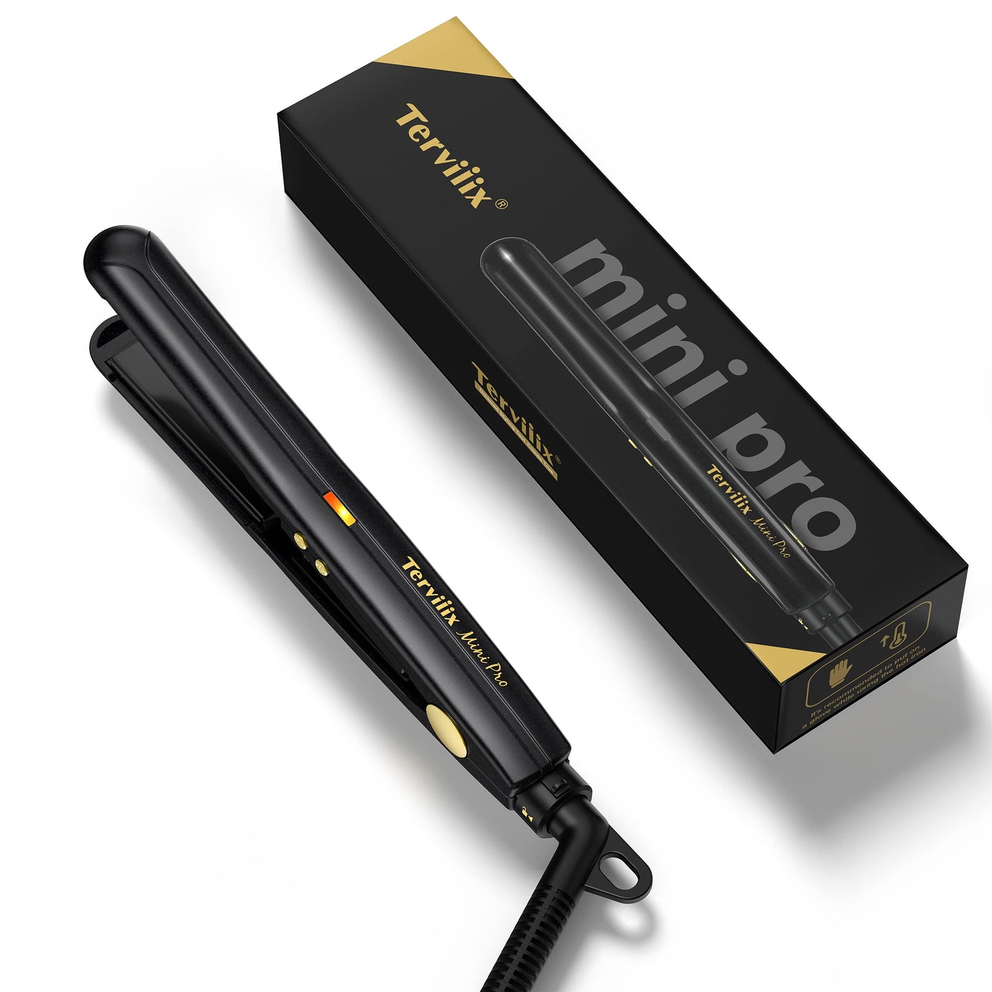 Terviiix Mini Flat Iron for Short Hair Temperature Adjustable, 1/2 Inch Mini Small Portable Ceramic Travel Hair Straightener for Men, Black Beauty & Personal Care Terviiix