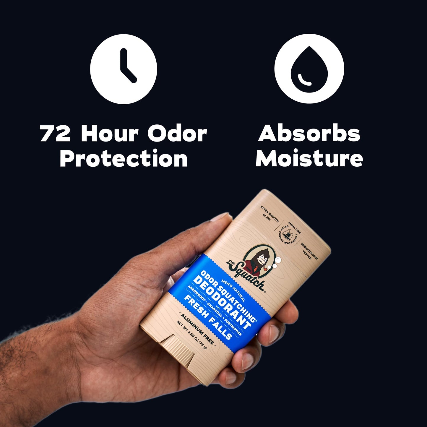 Dr. Squatch Natural Men’s Deodorant - Aluminum Free Natural Deodorant Men with Charcoal & Postbiotics for 72-Hour Odor Protection - Fresh Falls Beauty and Personal Care Dr. Squatch