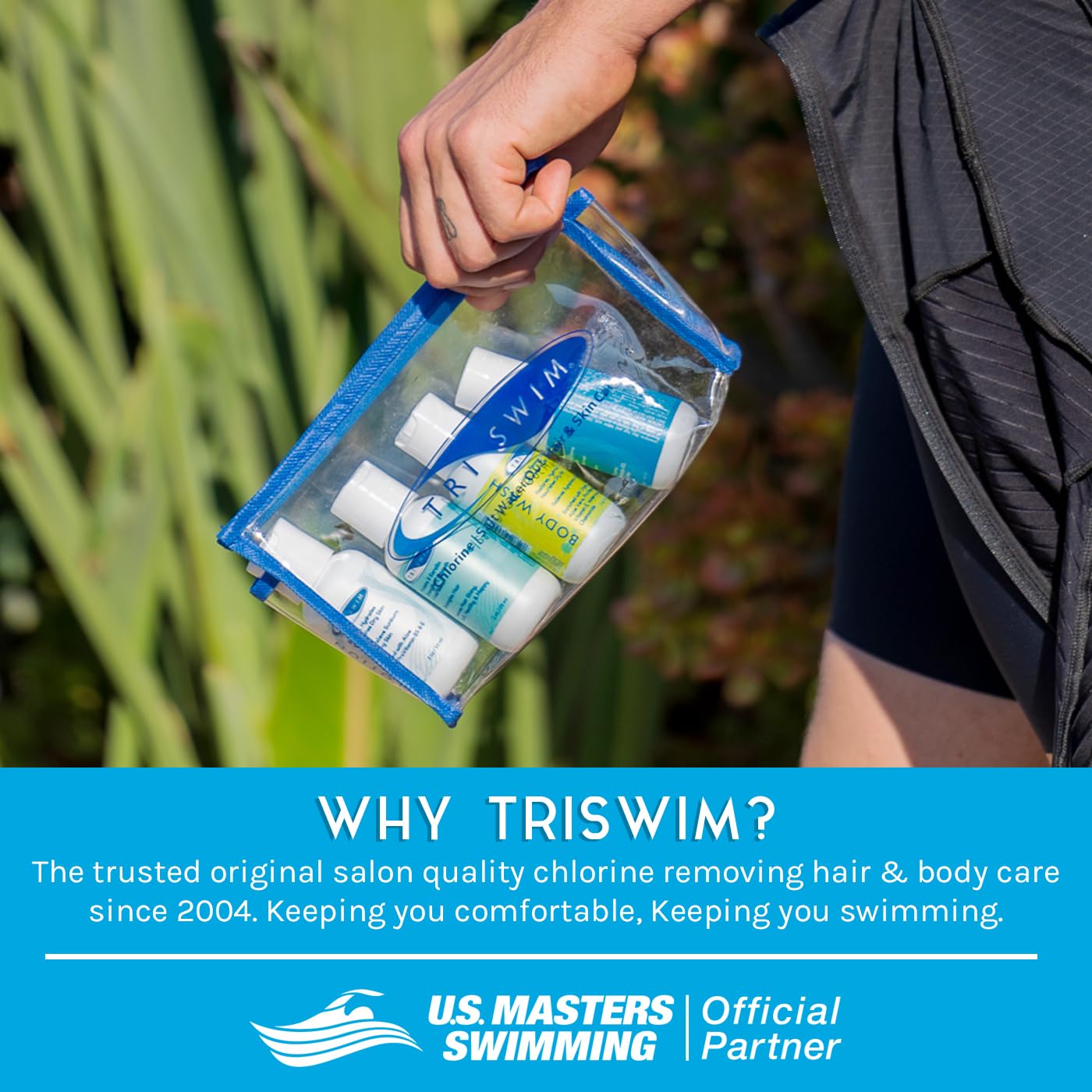 TRISWIM Shot Set in Travel Bag | 2oz Travel Size Chlorine Removal Shampoo, Swimmer’s Conditioner, Swim Body Wash and Lotion | Removes Chlorine Beauty & Personal Care TRISWIM