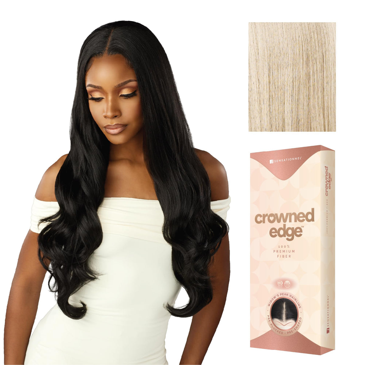 Sensationnel Crowned Edge Widow's Peak Wig -Euro Body 28 Inch,VANILLABLONDE