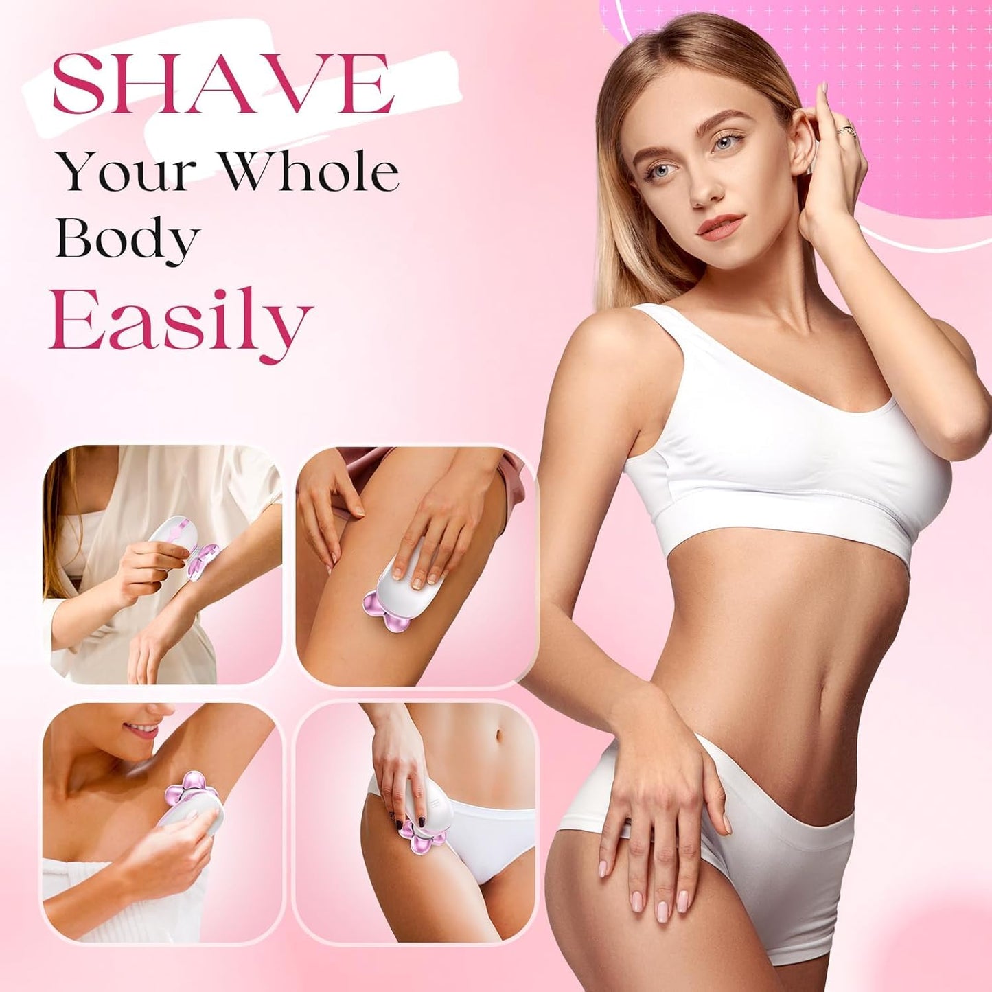 Electric Razors for Women Legs, Rechargeable Rotary Painless Shaver for Legs Bikini Facial Hair Removal, Body Wet/Dry Razor Water Resistant Grooming Beauty and Personal Care Orvina