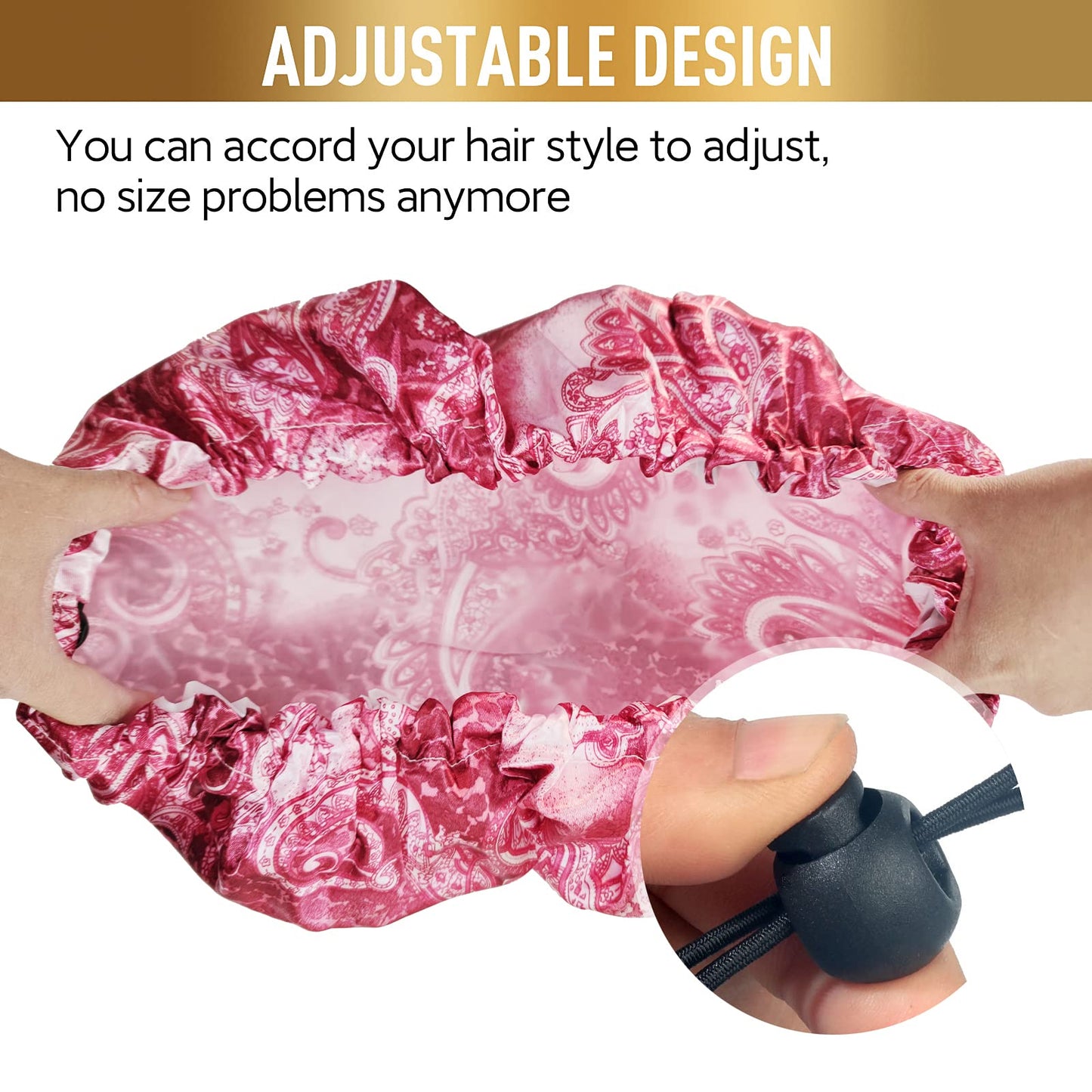 Shower Caps for Women, Extra Large Adjustable Waterproof Reusable Shower Cap, Hair Cap for Shower Hat for Women Girls Long Thick Hair, Bath Caps Beauty & Personal Care Fishent