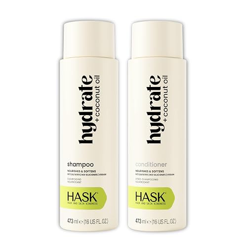 HASK Coconut Nourishing Shampoo & Conditioner Set | Moisture for Dry, Dull Hair, Smooths Frizz, Adds Shine | Sulfate Free, Silicone Free, Cruelty Beauty & Personal Care HASK