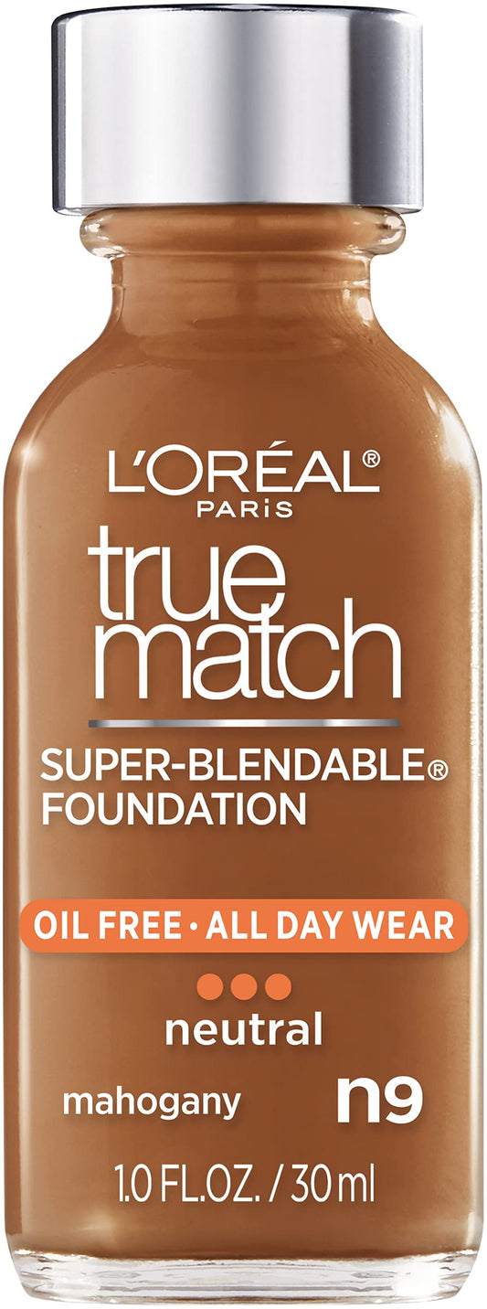 L’Oréal Paris Makeup True Match Super-Blendable Liquid Foundation, Mahogany N9, 1 Fl Oz,1 Count Beauty & Personal Care L'Oreal Paris