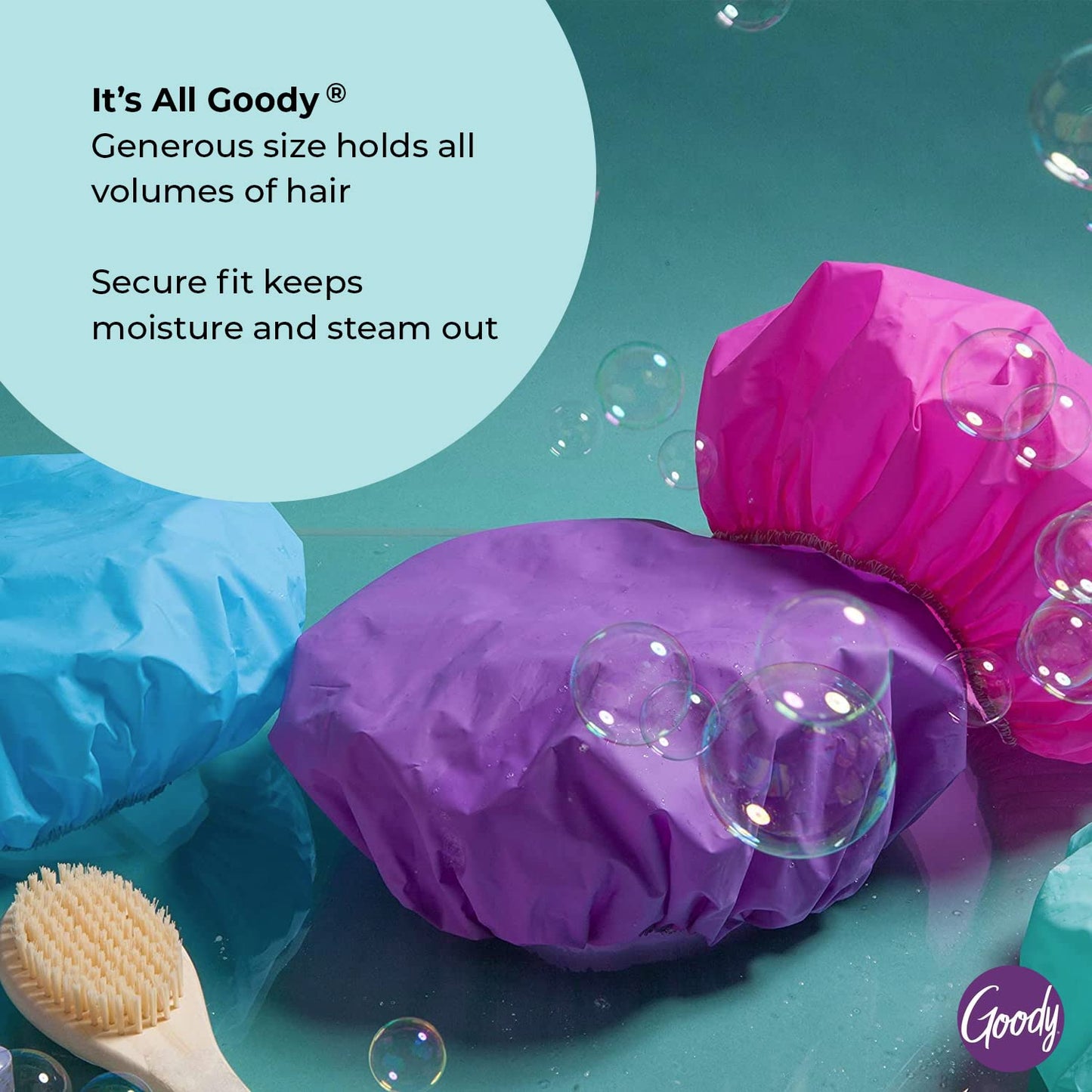 Goody Styling Essentials Shower Cap, 3 Count - Protect Your Hairstyle While Remaining Comfortable - Made With Durable And Waterproof Materials - Hair Beauty & Personal Care GOODY