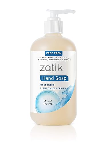 Zatik Naturals - Liquid Hand Soap (Unscented), Moisturizing Handwash, Grey-Water Safe,12 oz (Pack of 1) Beauty & Personal Care Zatik