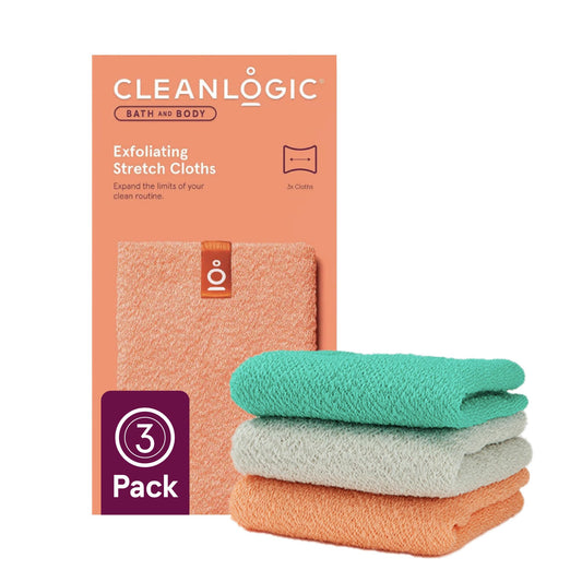 Cleanlogic Body Exfoliating Cloth, Stretchy Exfoliator Bath and Shower Washcloths for Smooth and Softer Skin, Reusable Daily Skincare Tool, Assorted Beauty & Personal Care Cleanlogic