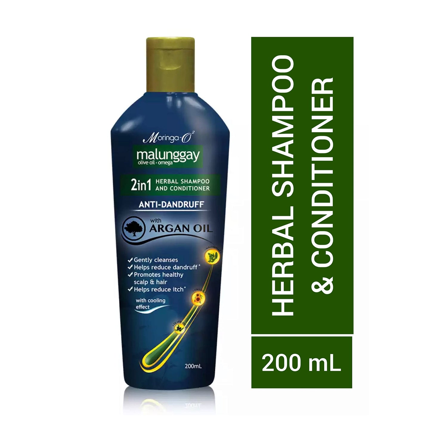 Moringa-O2 Herbal Anti-Dandruff Shampoo & Conditioner with Argan Oil 2-in-1, 200mL Beauty & Personal Care Moringa-O2