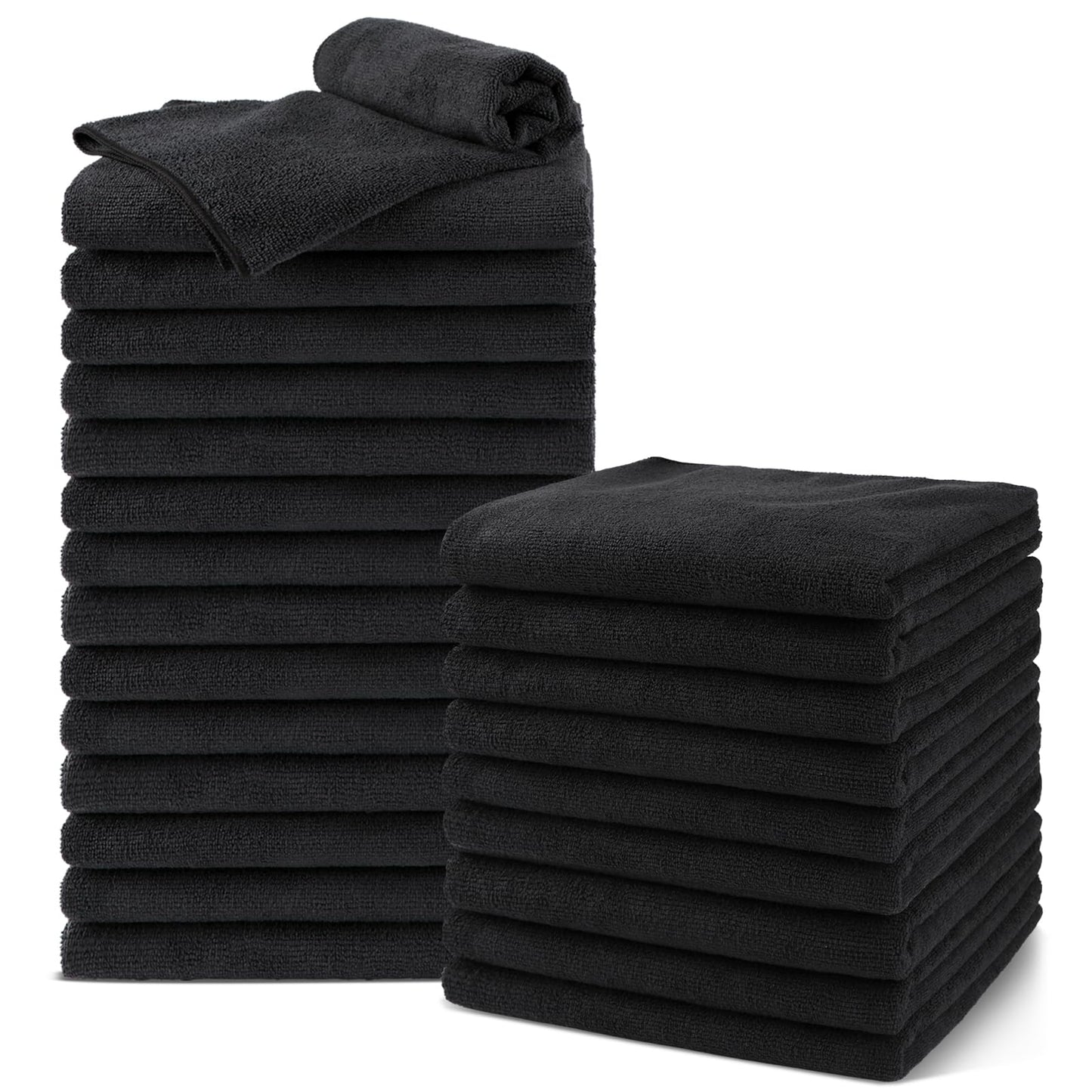 UNIMADE Salon Towels 24 Pack, Microfiber Barber Towels Bulk, (16x29 inches) Hair-Drying Cloth Super Soft Black Hand Cloth for Gym, Bath, Spa Use Beauty and Personal Care UNIMADE