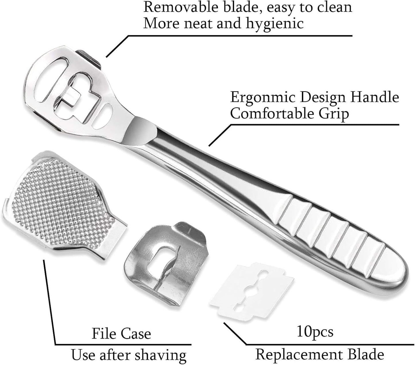 52 Pcs Callus Shaver Set,1 Stainless Steel Foot Razor with 50 Replacement Slices Blades and 1 Foot File Head Foot Care Tools,Foot Shaver Callus Beauty & Personal Care Jutoe