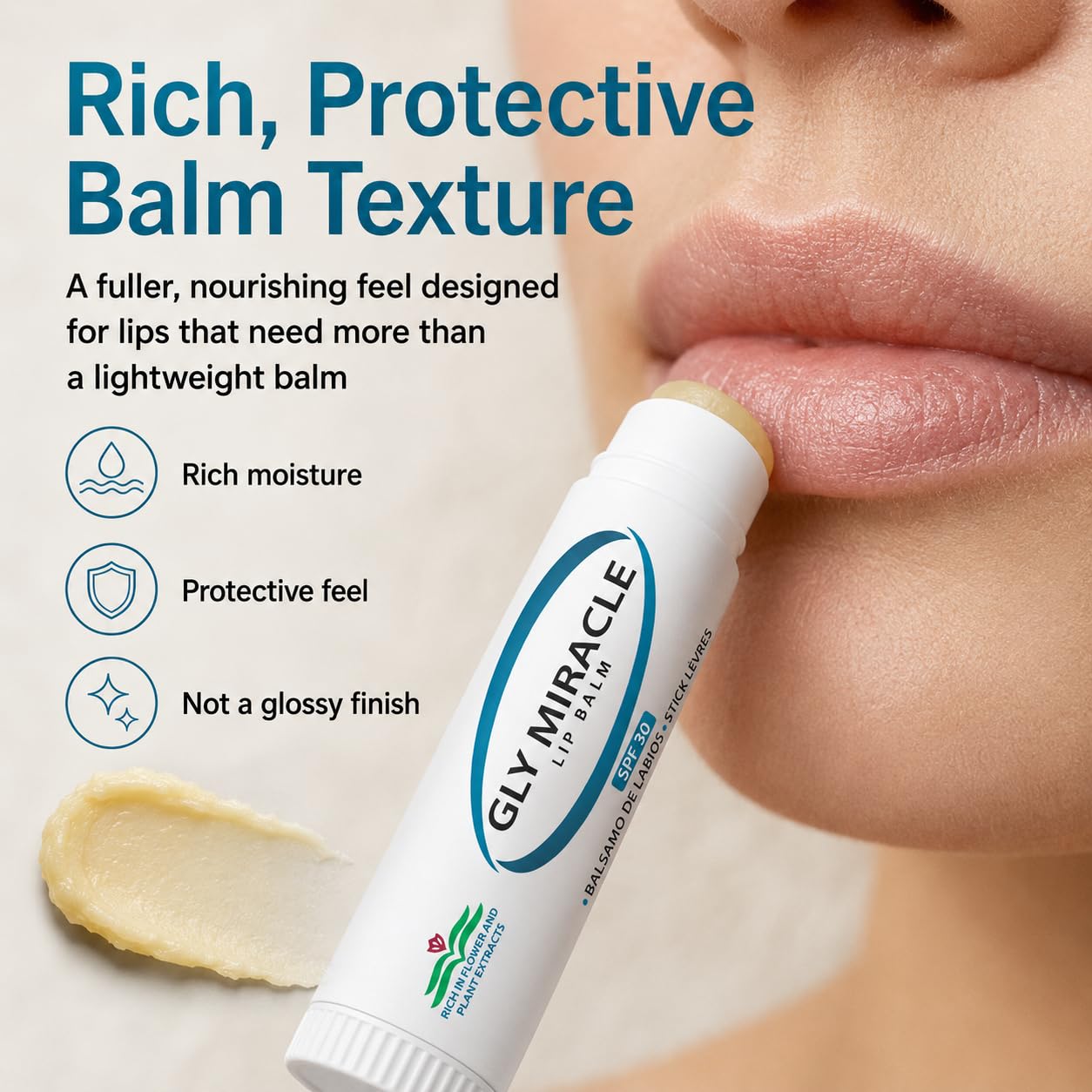 GLY MIRACLE Moisturizing Lip Balm Bundle of Three (3) SPF 30 Natural Elixir of Aloe Vera, Bees Wax, Coconut Oil, Lanolin, Shea Butter to help repair Beauty and Personal Care GLY MIRACLE