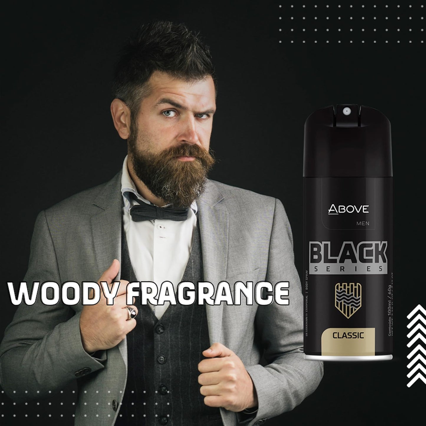 ABOVE Black Series Body Spray, Classic, 2.12 oz - Deodorant - Woody Fragrance - Masks Perspiration Odors - Long-Lasting Dry Spray - Cruelty-Free Beauty and Personal Care ABOVE