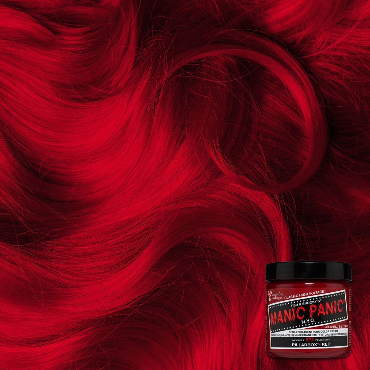 MANIC PANIC Classic Pillarbox Red Semi Permanent Hair Color - True Red Hair Dye for Women & Men That Lasts 4-6 Weeks - Vegan, Ammonia & Cruelty-Free Beauty & Personal Care MANIC PANIC