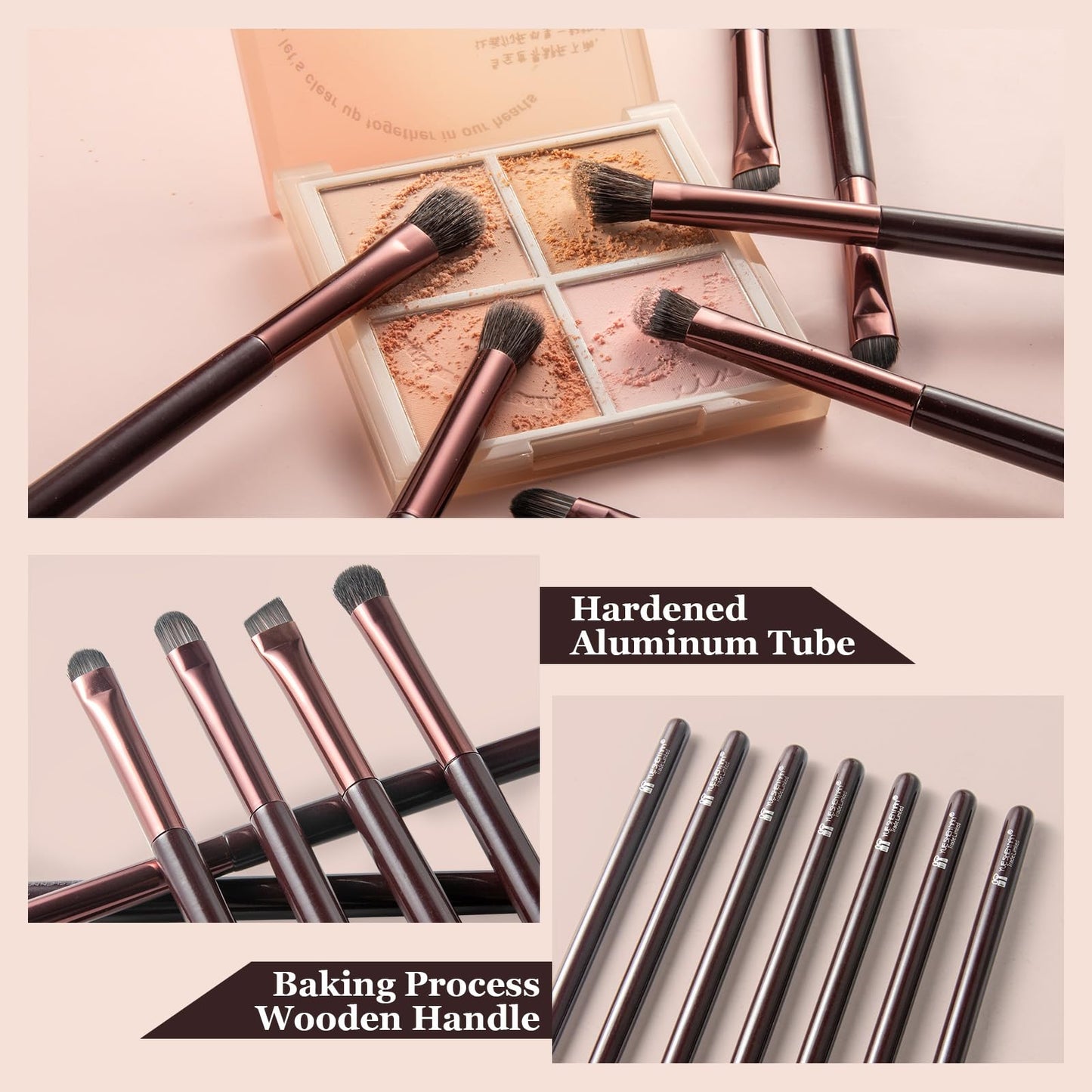 Eye Makeup Brushes Set, Premium 7Pcs Eyeshadow Brush, Professional Eye Brush for shadow lip Angled Eyeliner Eyebrows, Soft Hairs and Wood Handle. Beauty & Personal Care YUE SHEN NAN