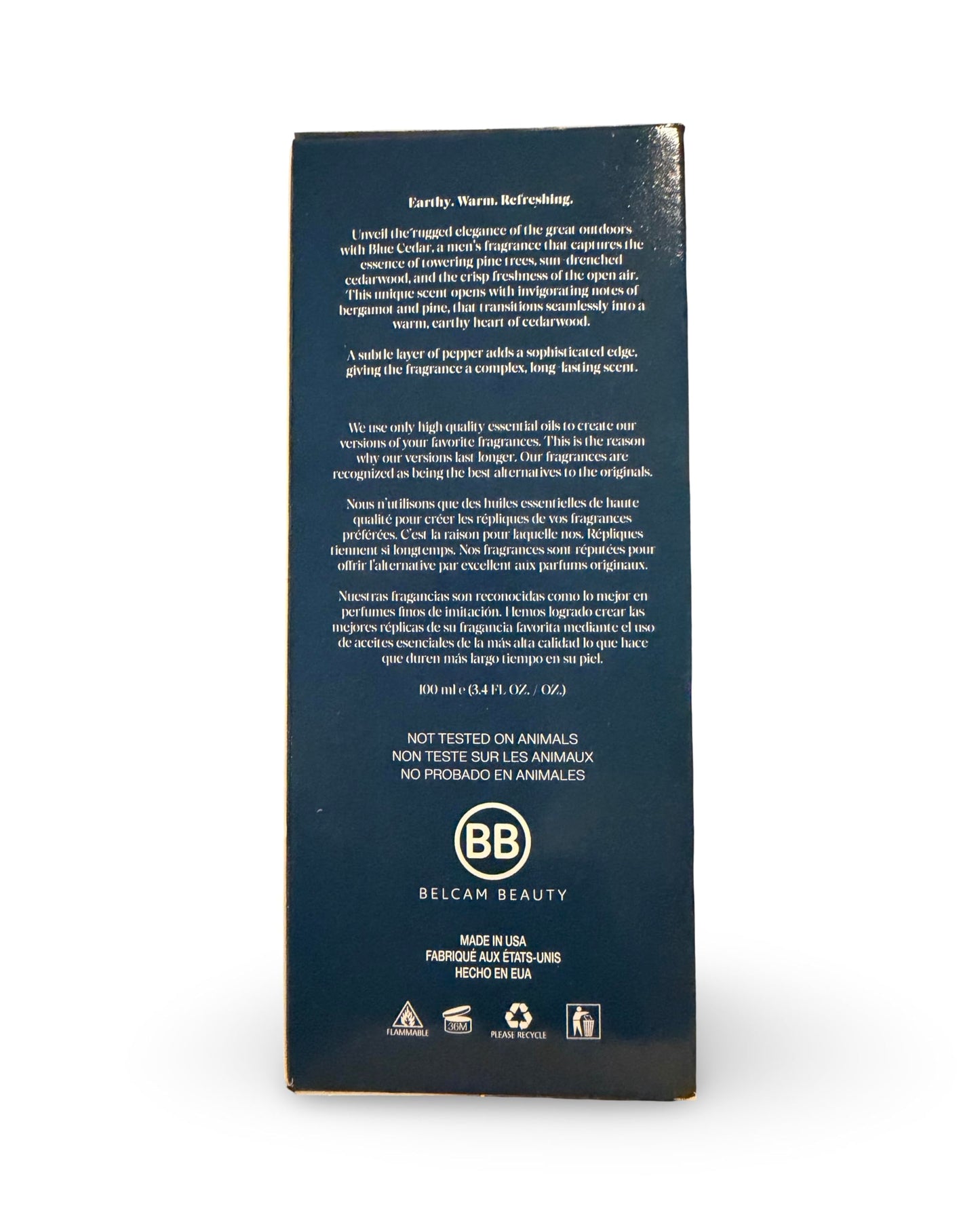 Belcam Beauty BLUE CEDAR Eau de Cologne for Men, 3.4 Fl Oz, Bergamot Pine Cedarwood Notes Beauty & Personal Care Belcam Beauty
