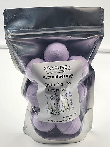 Essential Oil Bath Bombs - USA Made with Coconut Milk & Shea Butter - for a Luxurious at Home Spa Bath (12 Count) Pack of 1 (Lavender) Beauty & Personal Care Spa Pure