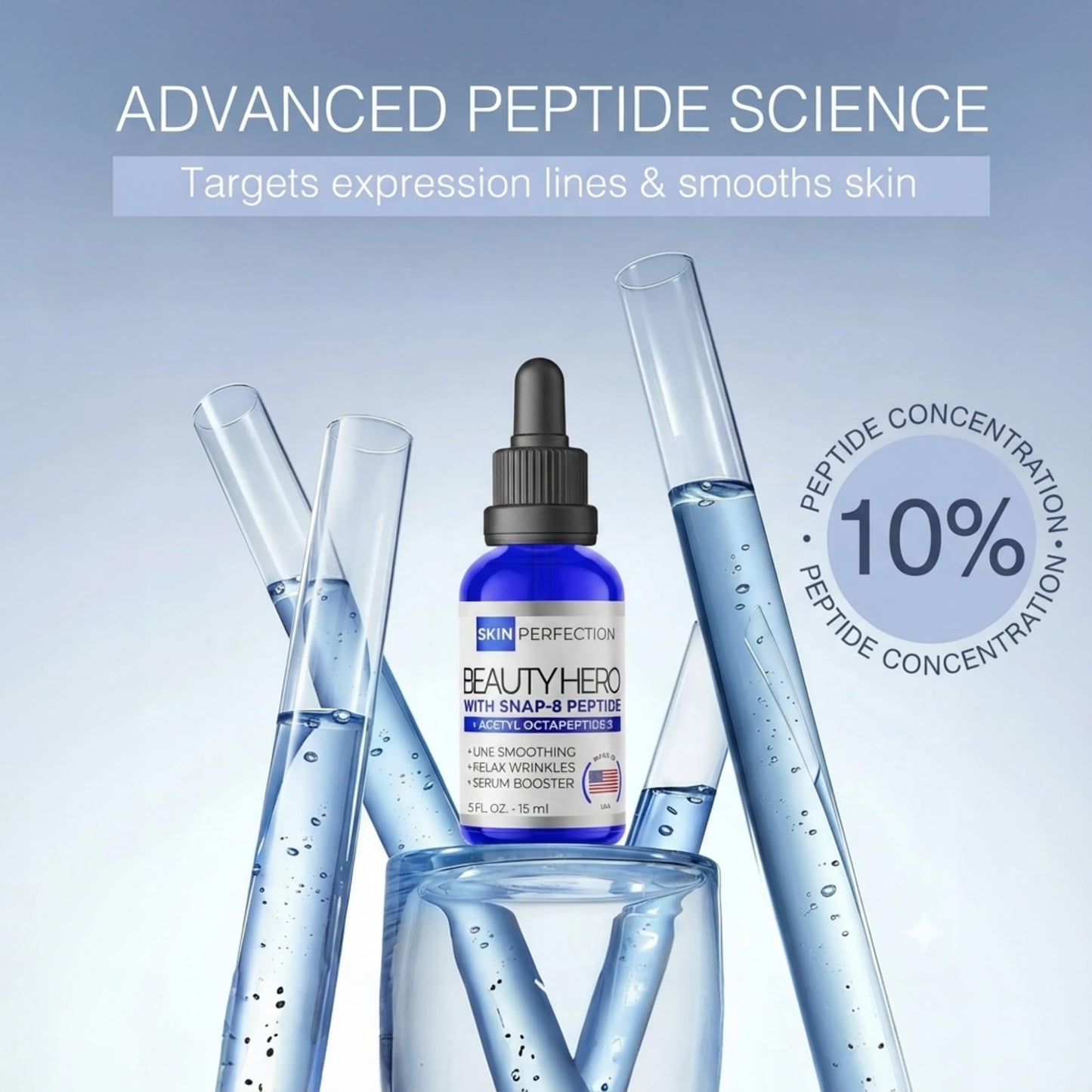 Skin Perfection Snap 8 Peptides Serum for Face - Anti Aging Peptide Serum for Fine Lines & Wrinkles - Diy Peptide Face with Hyaluronic Acid Crows Feet Beauty & Personal Care Skin Perfection