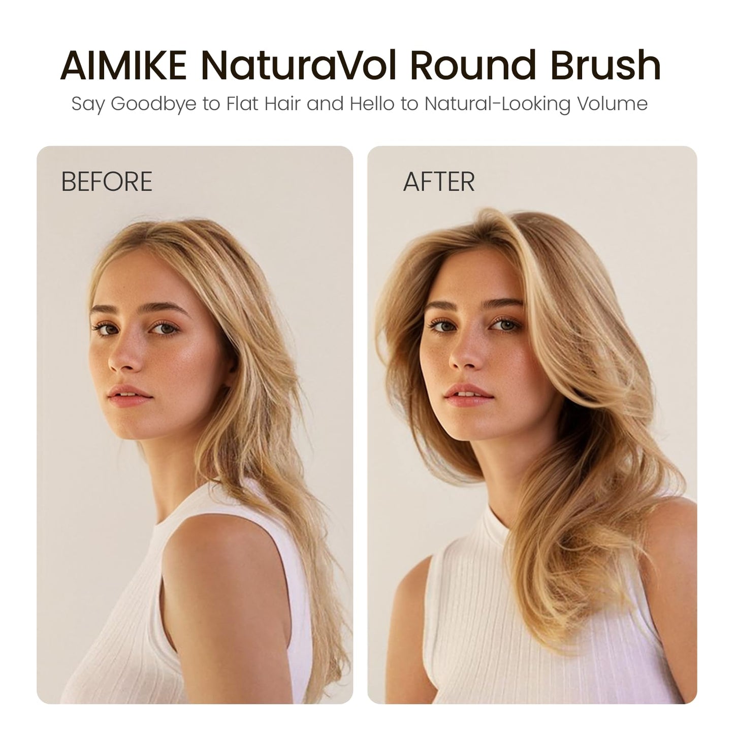 AIMIKE NaturaVol Round Brush for Blow Out, Large Round Hair Brush for Fine Hair with Nano Thermal Ceramic Tech, for Blow Drying & Styling, Adds Volume Beauty and Personal Care AIMIKE