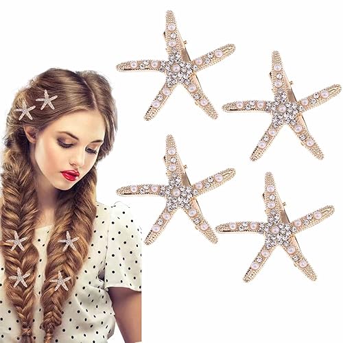 4 Pcs Starfish Hair Clip Bridal Flower Girl Accessories for Wedding Beauty & Personal Care Kukiwhy