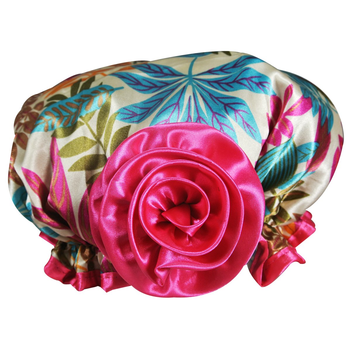 AllyDrew Stylish Satin Shower Cap - Vibrant Leaves Beauty and Personal Care allydrew