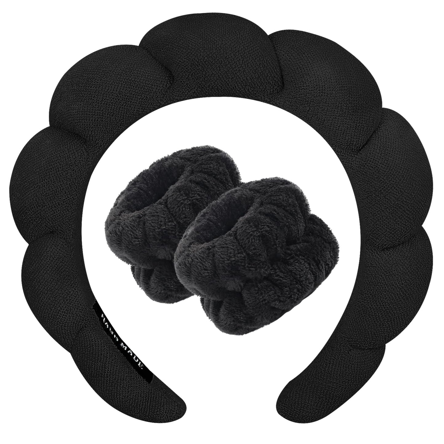 Zkptops Spa Headband for Washing Face Wristband Sponge Makeup Skincare Headband Terry Cloth Bubble Soft Get Ready Hairband for Women Girl Puffy Padded Beauty and Personal Care Zkptops Default Title