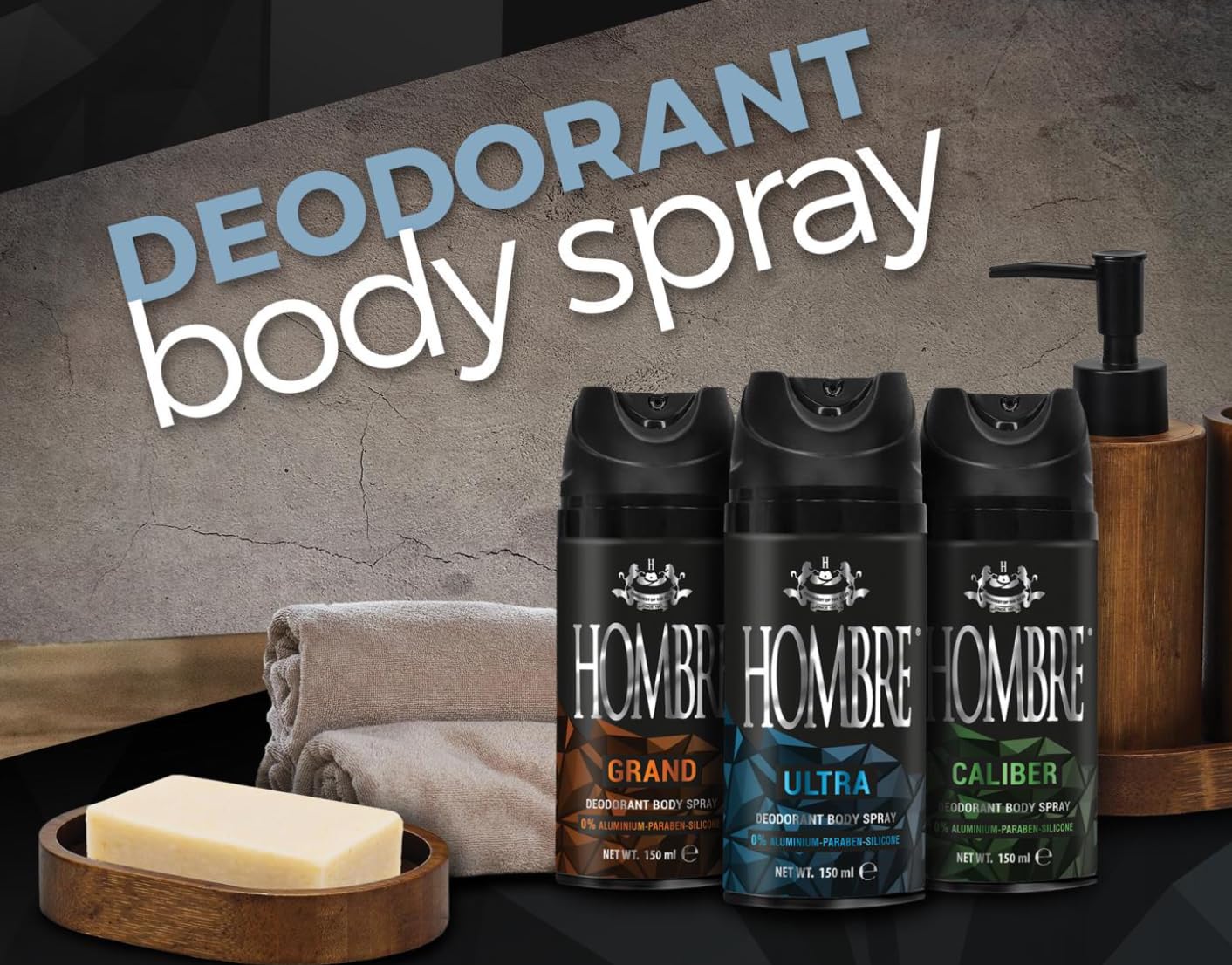 HOMBRE Ultra Spray Deodorant for Men - Woody Citrus-Aquatic Freshness - Aluminum-Free Deodorant Body Spray - Daily Odor Protection 150 ml (Pack of 1) Beauty and Personal Care HOMBRE